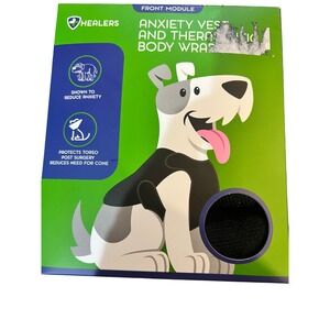 NEW Healers PetCare Anxiety Vest Therapeutic Body Wrap Front Module Blk Dog MED